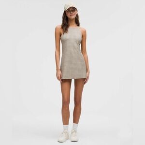 🆕🤎 Lululemon Align High Neck Dress - Glow Grid Light Ivory Multi